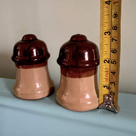 70s Pottery Salt & Pepper Shakers Warm Brown Earth Tone Ceramic - Picture 6 of 8